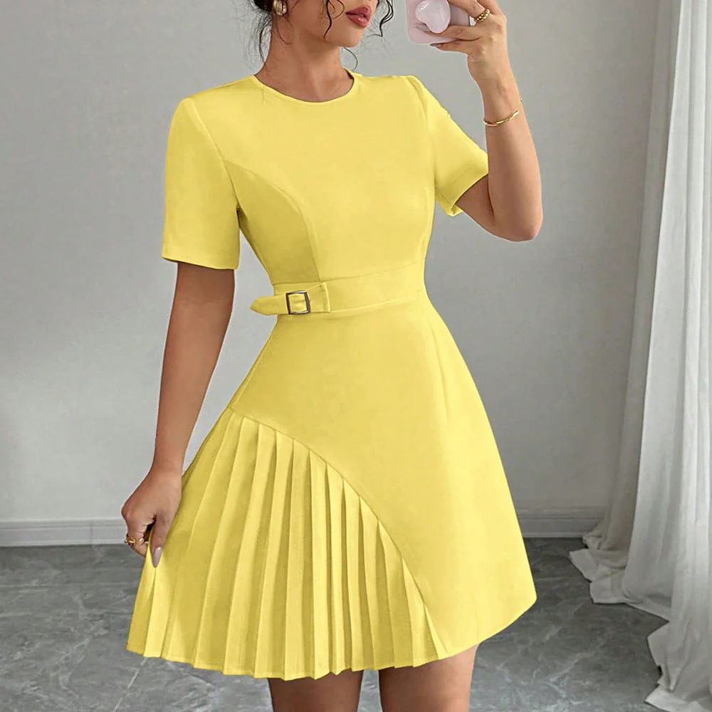 Penelope | Sukienka mini damska z krótkim rękawem i paskiem w eleganckim stylu - Image 8