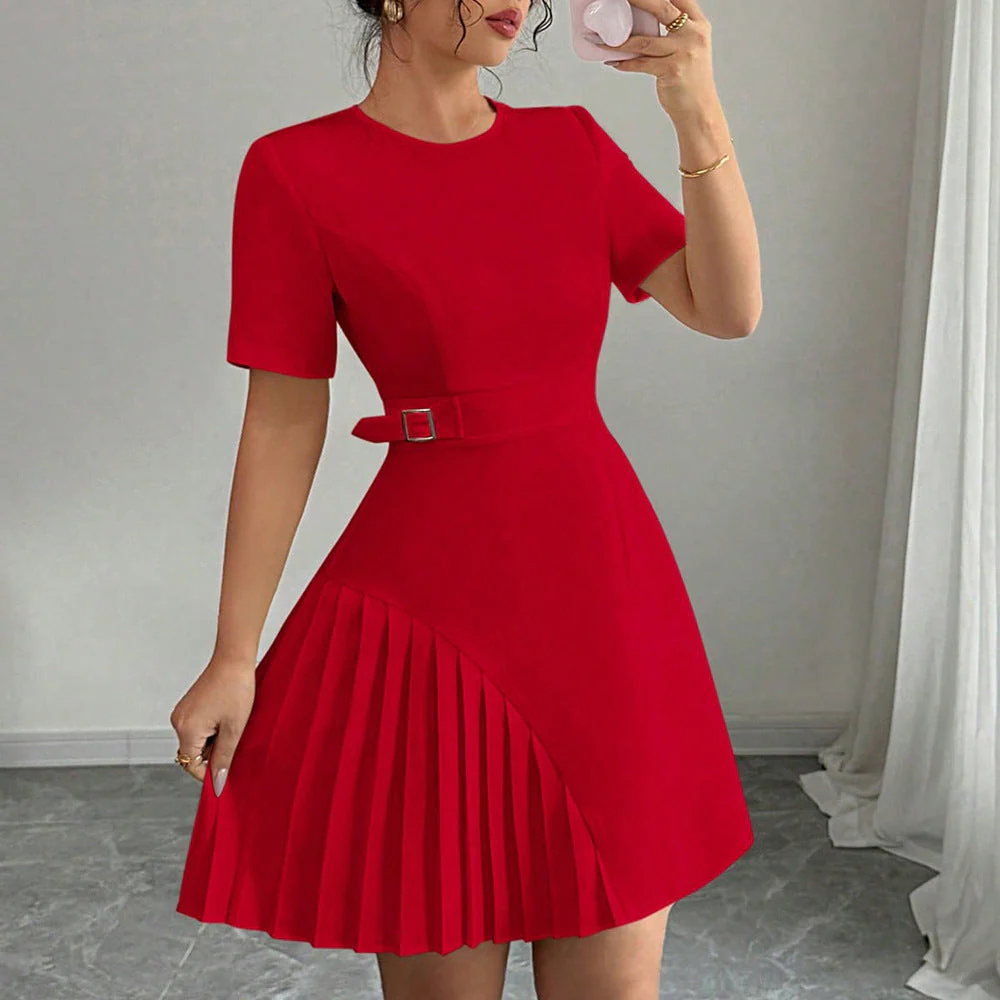 Penelope | Sukienka mini damska z krótkim rękawem i paskiem w eleganckim stylu - Image 9