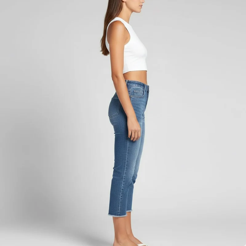 Quinn | jeansy damskie mom fit w nowoczesnym stylu, skrócony fason z denimu - Image 2