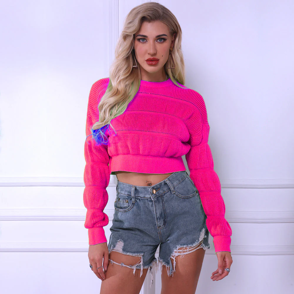 Rosalind – modny, efektowny i stylowy krótki sweter damski z fakturą - Image 3