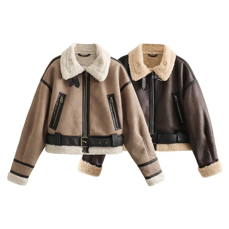 Rose – modna damska kurtka w stylu vintage z podszewką z pluszu - Image 2