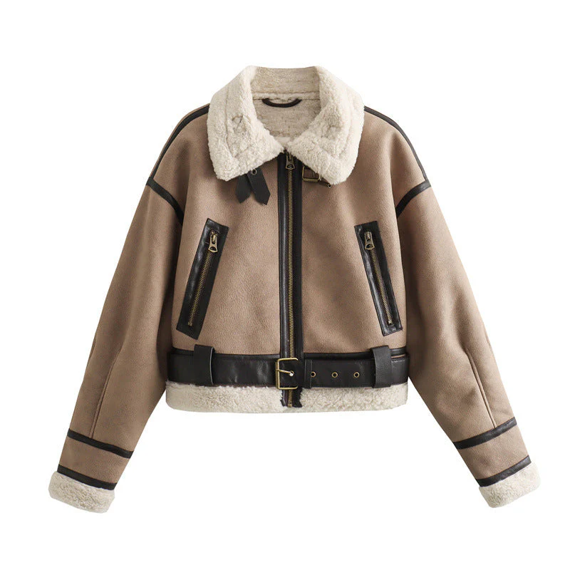 Rose – modna damska kurtka w stylu vintage z podszewką z pluszu - Image 3