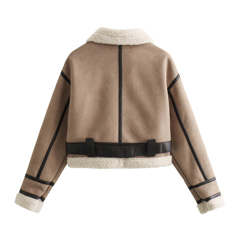 Rose – modna damska kurtka w stylu vintage z podszewką z pluszu - Image 4