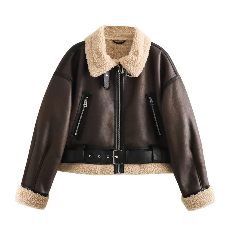 Rose – modna damska kurtka w stylu vintage z podszewką z pluszu - Image 5