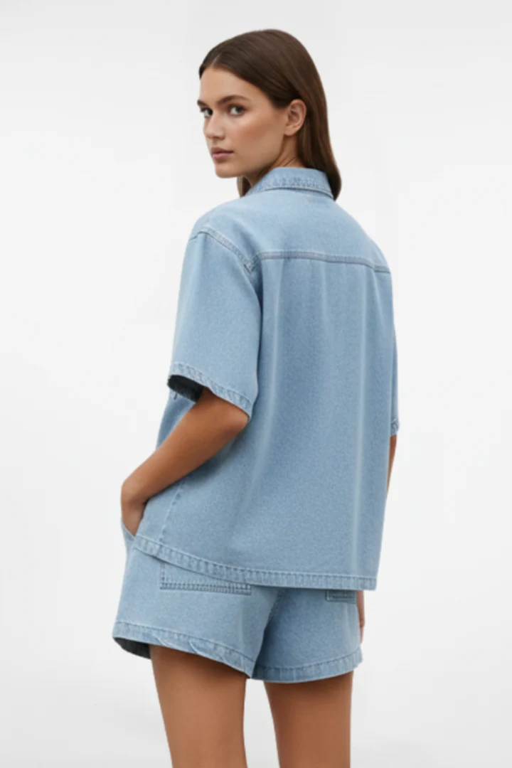 Rosemary | Komplet damski z krótkim rękawem i szortami letni casual - Image 6