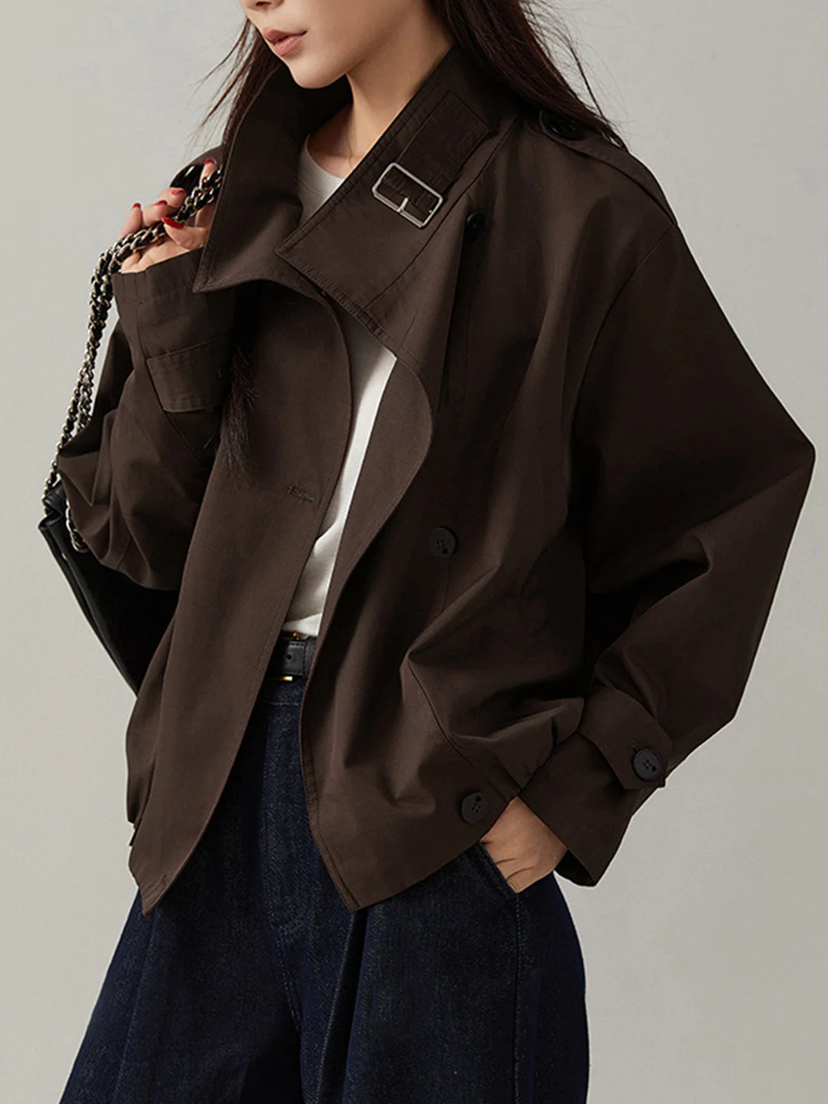 Sarah | Płaszcz damski typu trench vintage, luźny fason - Image 14