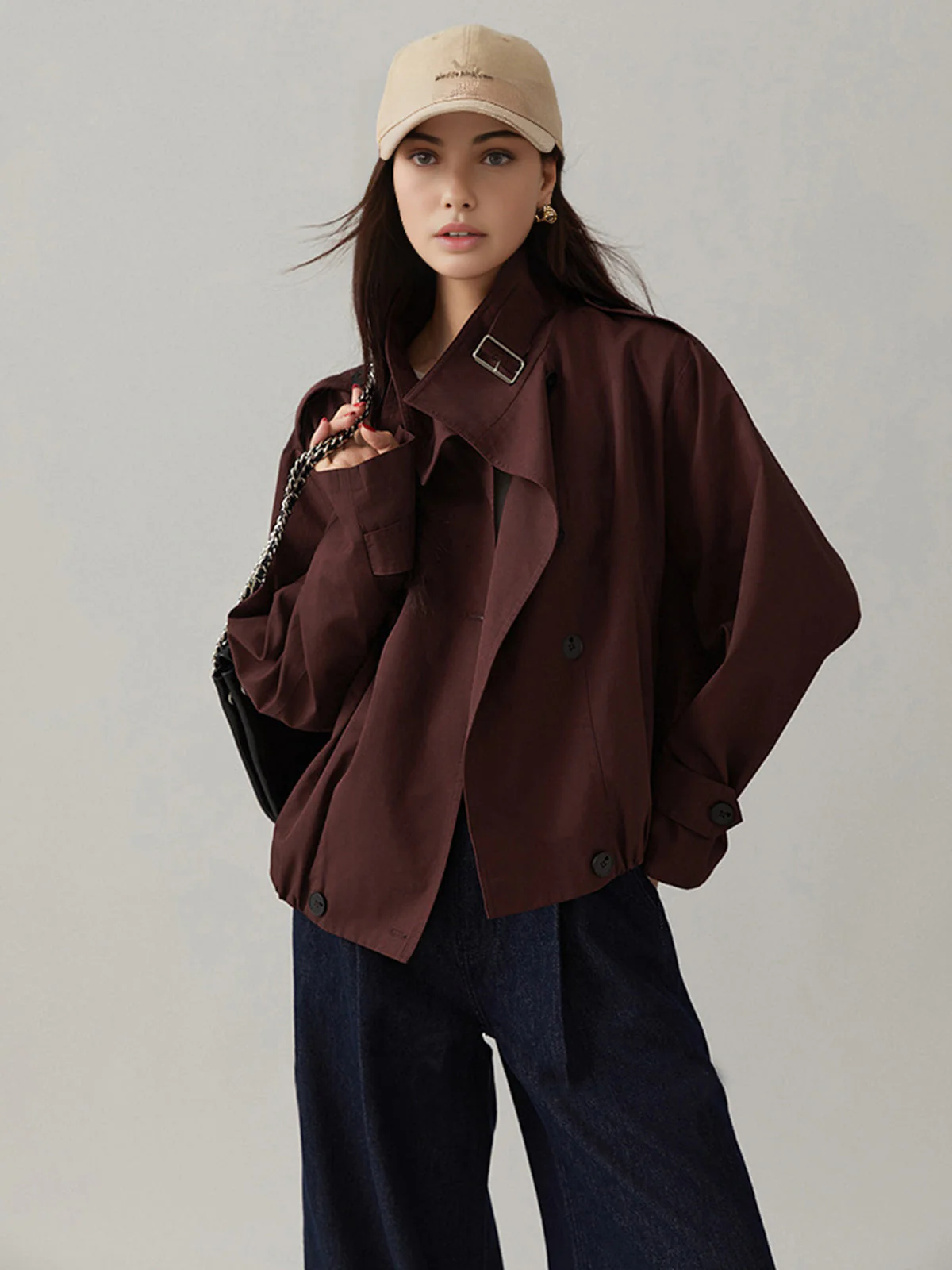 Sarah | Płaszcz damski typu trench vintage, luźny fason - Image 2