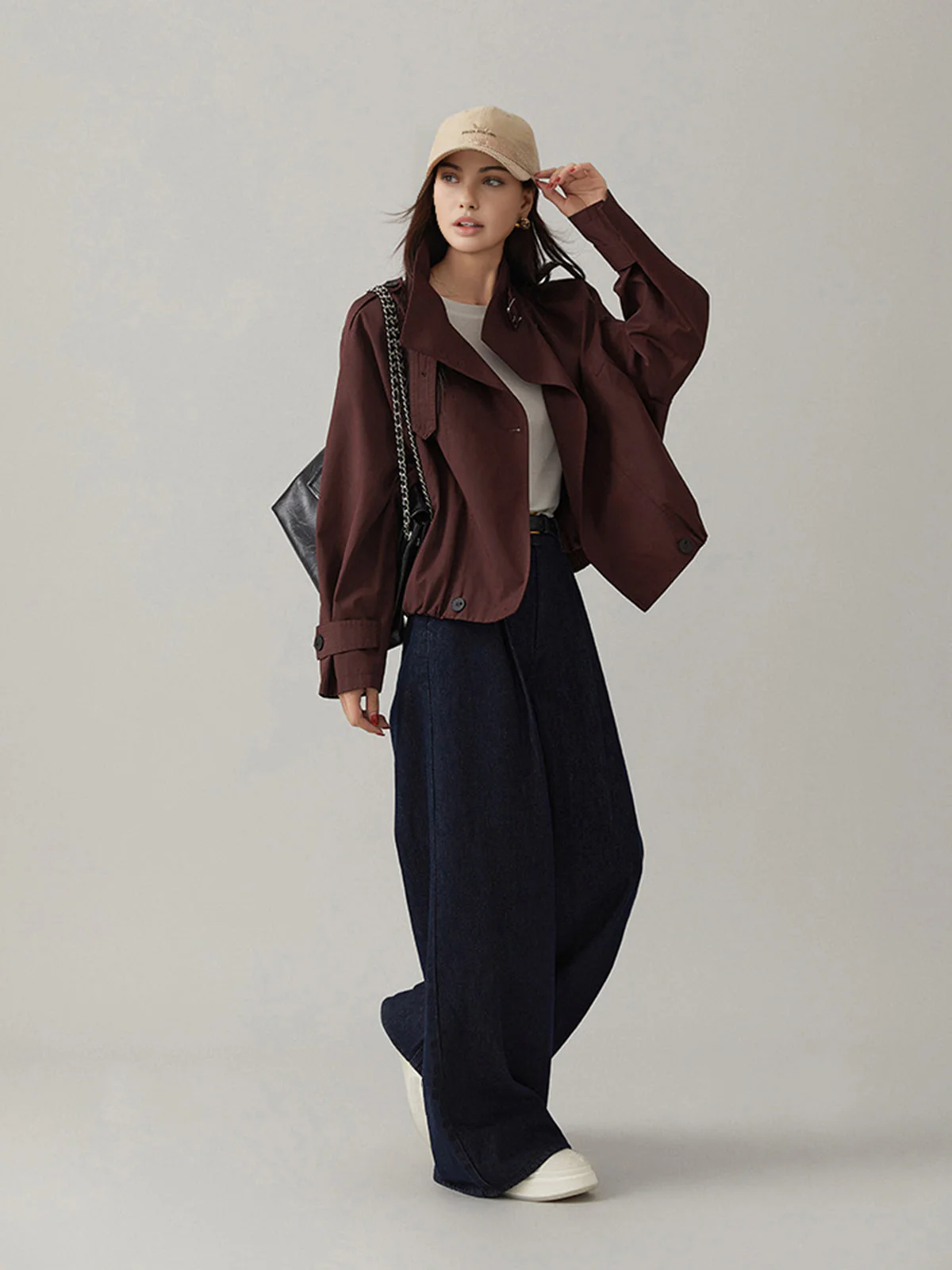 Sarah | Płaszcz damski typu trench vintage, luźny fason - Image 3