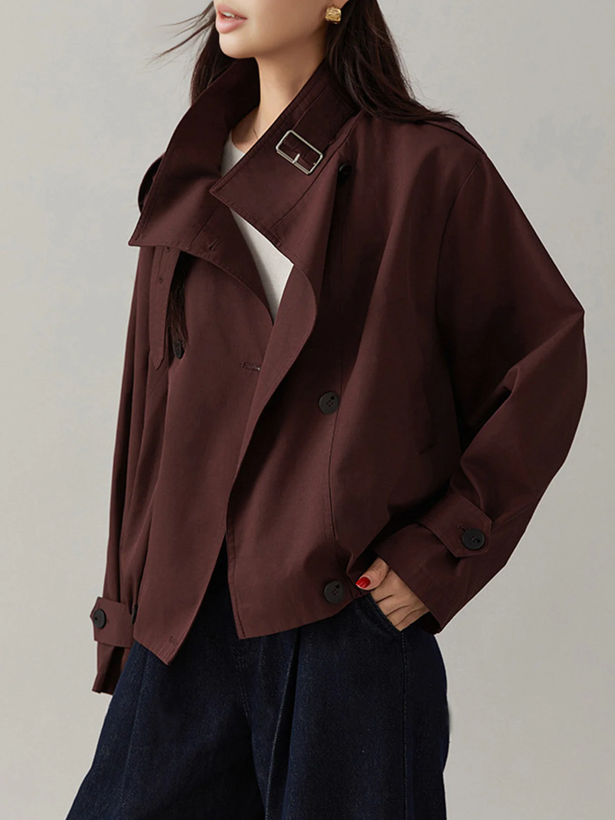 Sarah | Płaszcz damski typu trench vintage, luźny fason - Image 6