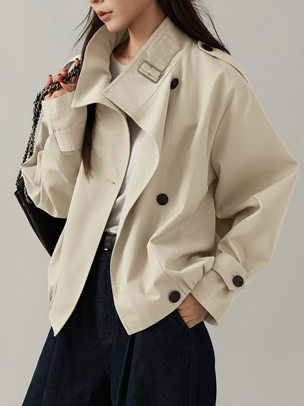 Sarah | Płaszcz damski typu trench vintage, luźny fason - Image 7