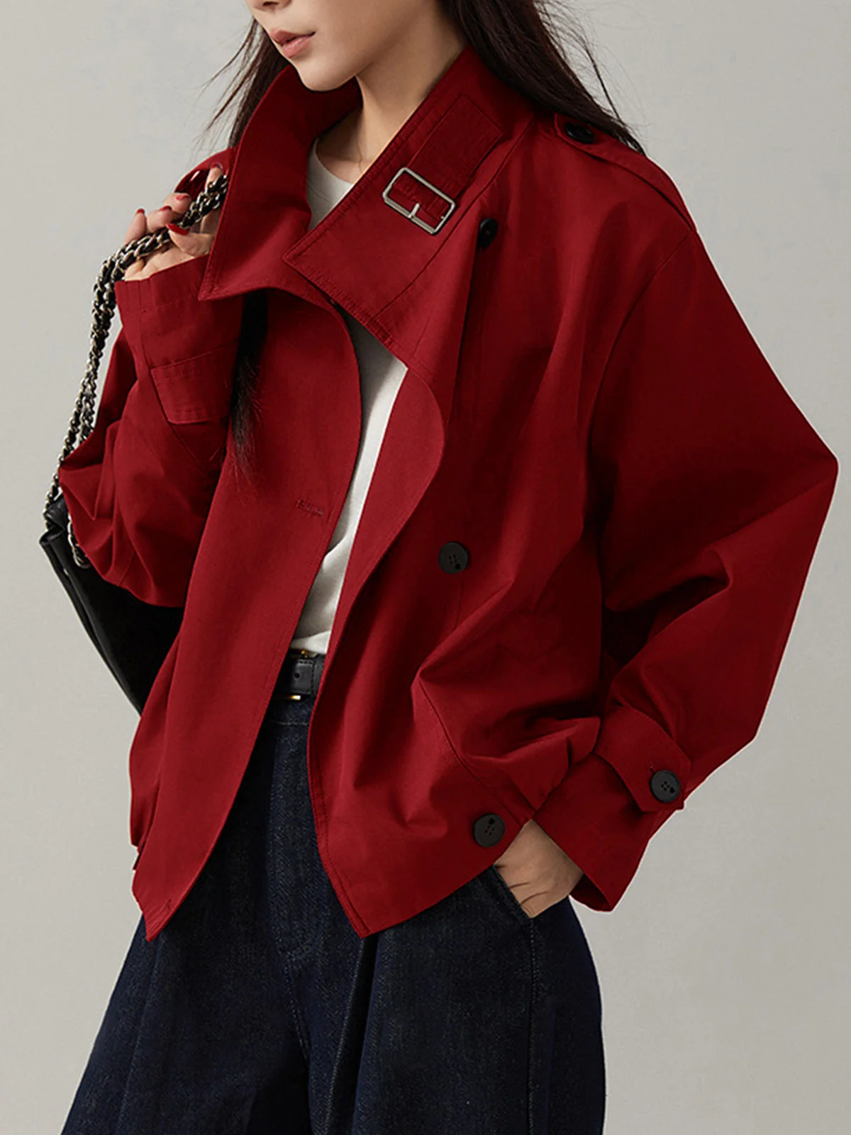 Sarah | Płaszcz damski typu trench vintage, luźny fason - Image 9