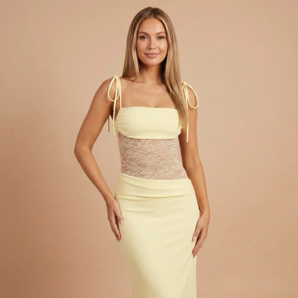 Tallulah | sukienka maxi damska koktajlowa z koronkowymi wstawkami - Image 2