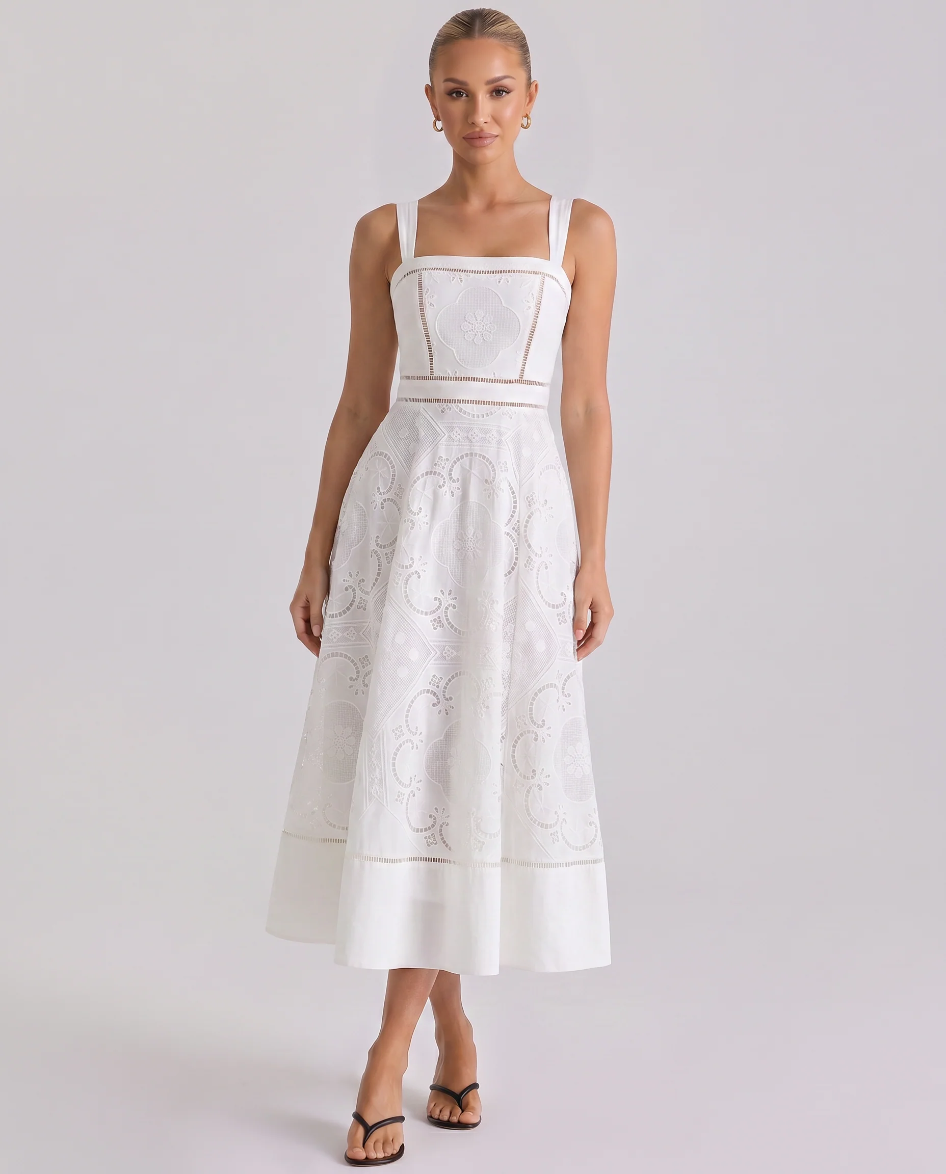 Terry | sukienka midi damska z koronkową spódnicą broderie anglaise - Image 5