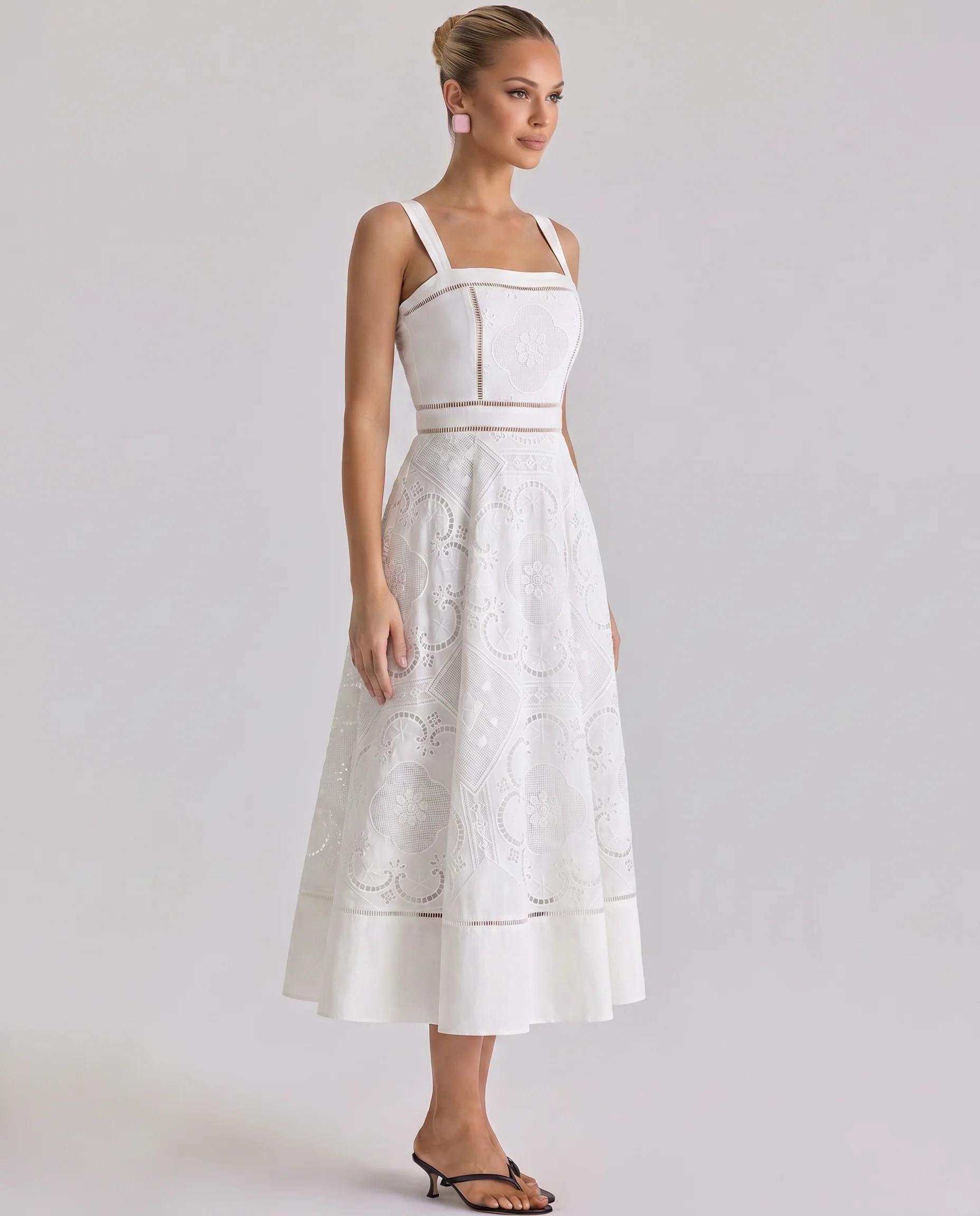 Terry | sukienka midi damska z koronkową spódnicą broderie anglaise - Image 7