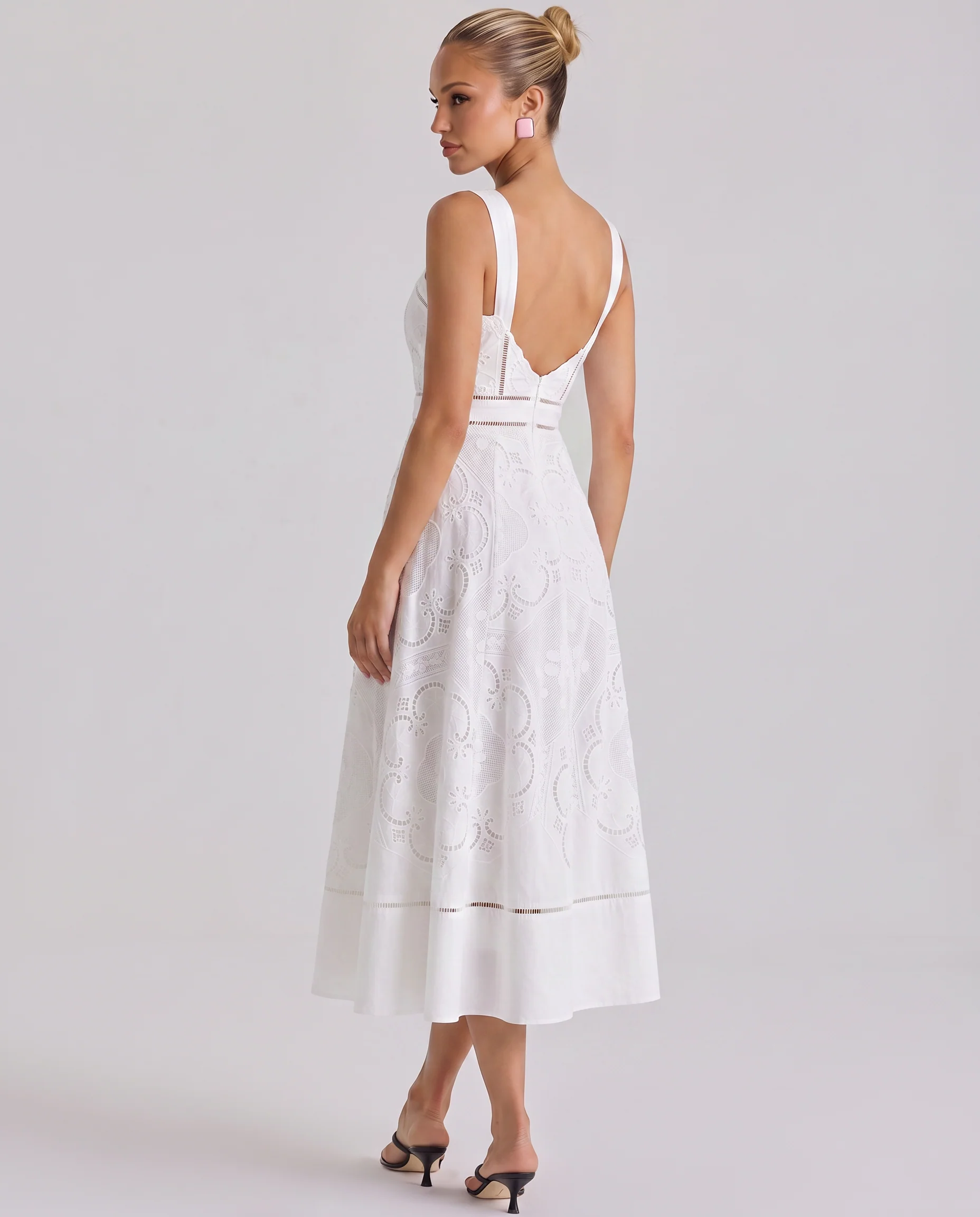 Terry | sukienka midi damska z koronkową spódnicą broderie anglaise - Image 8