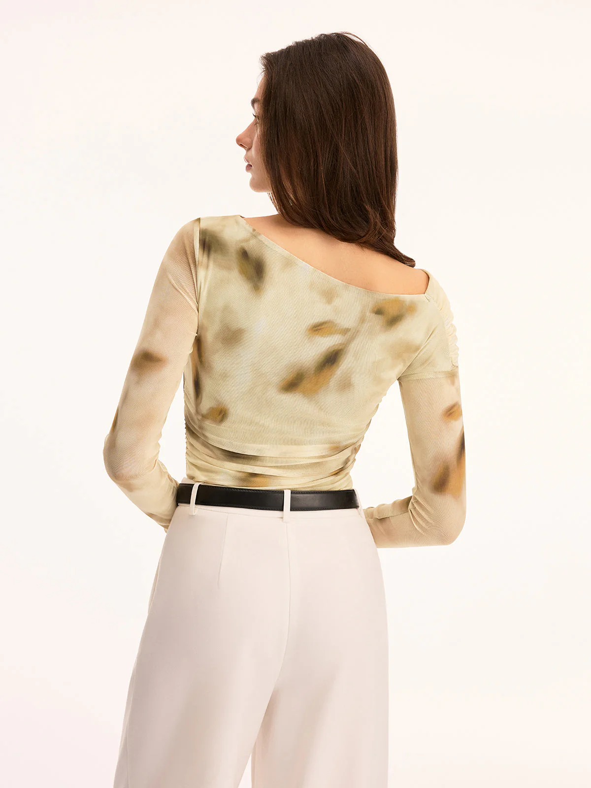 Thomasina | Przezroczysty top damski z długim rękawem tie-dye - Image 5
