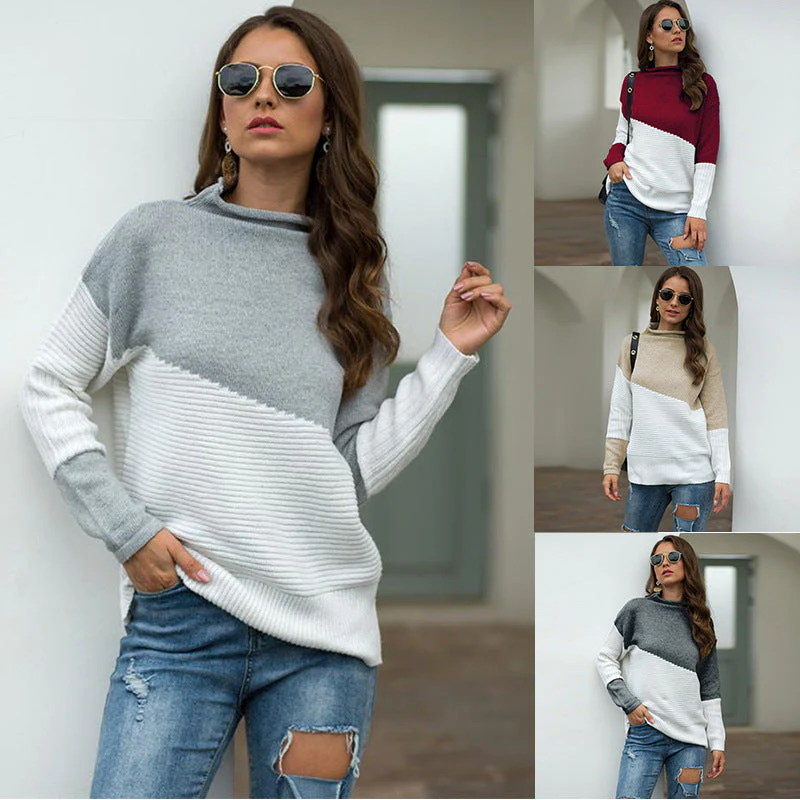 Tracy – damski sweter z dzianiny z ukośnym rozkładem kolorów - Image 2
