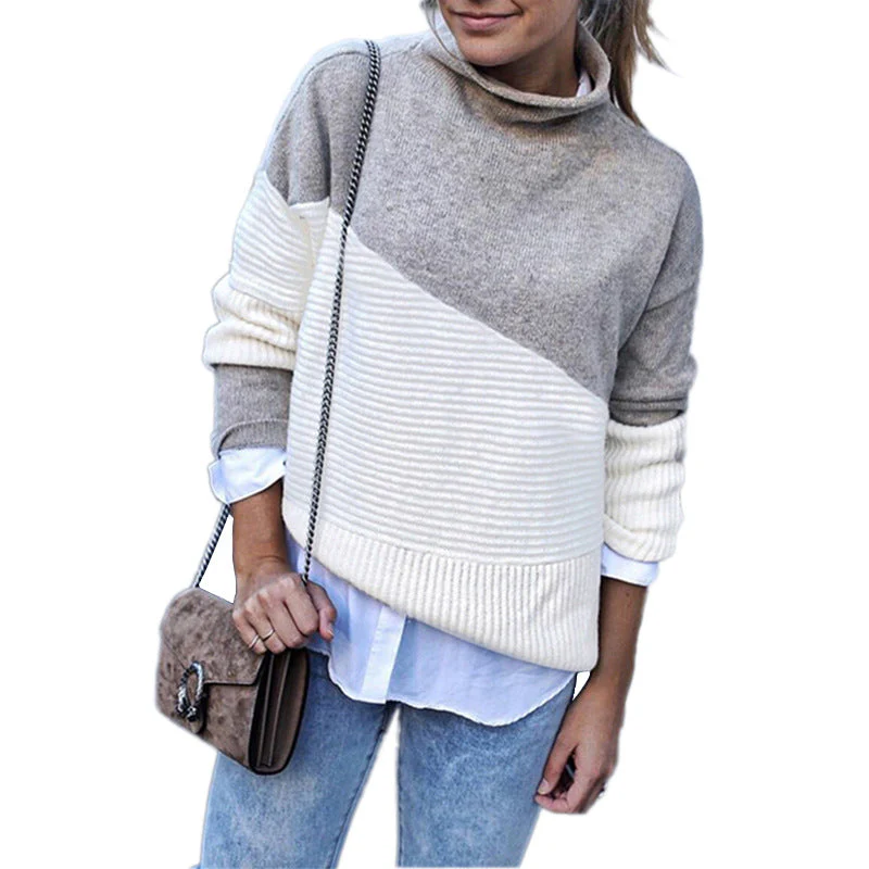 Tracy – damski sweter z dzianiny z ukośnym rozkładem kolorów - Image 4