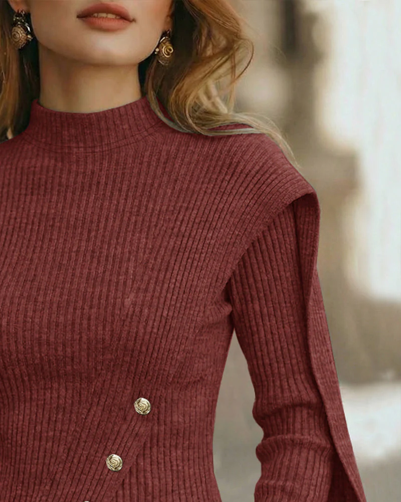 Valarie | Elegancki damski top dzianinowy z półgolfem - Image 3