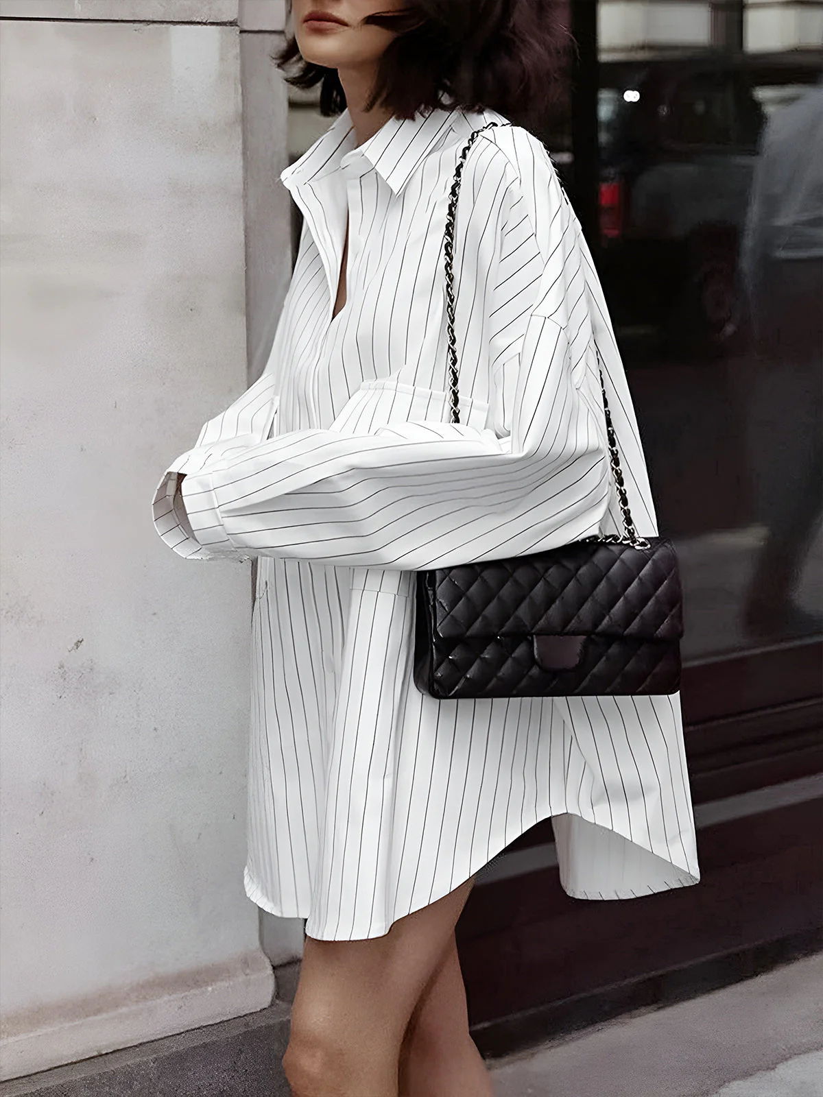 Velvet | Koszula damska oversize z kieszeniami i paskami, stylowa casualowa - Image 2