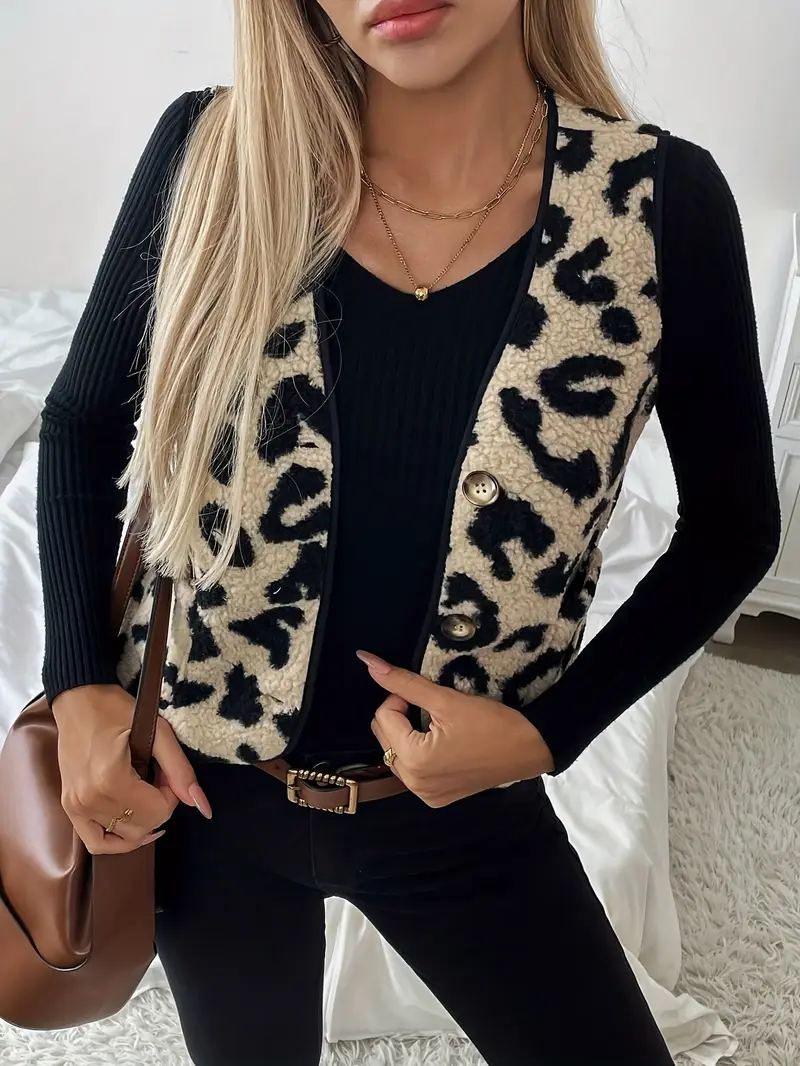 Vilma – damski sweter w panterkę z guzikami – Casual Chic - Image 4