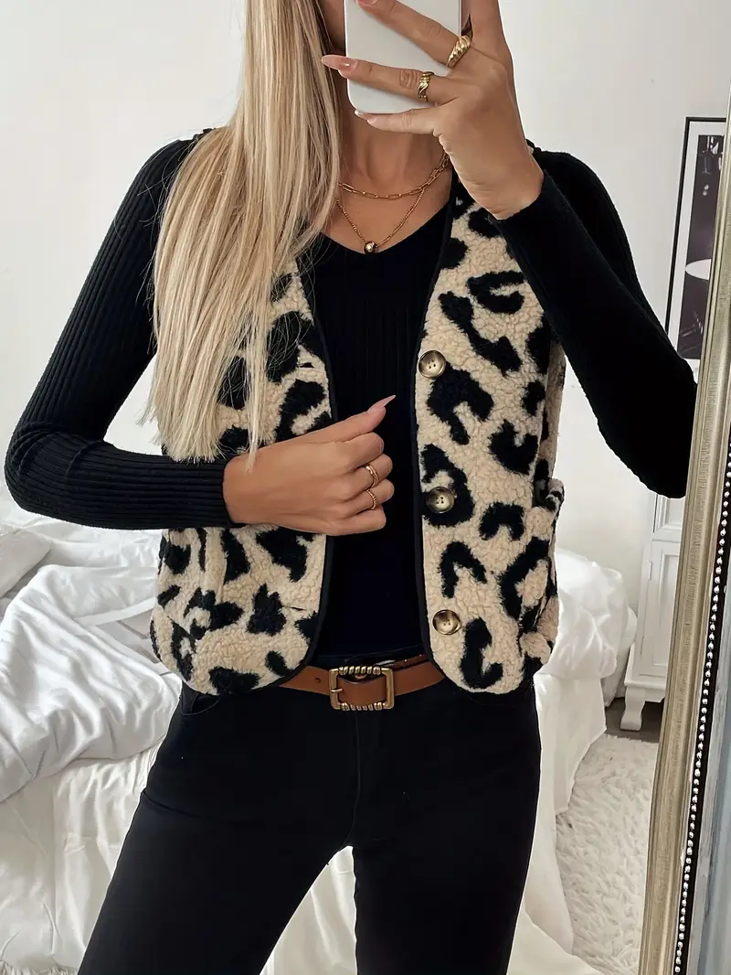Vilma – damski sweter w panterkę z guzikami – Casual Chic - Image 5