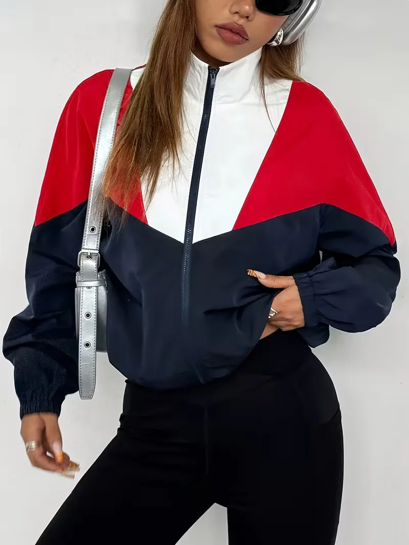 Vilma | Kurtka dresowa damska sportowa color block na suwak - Image 2