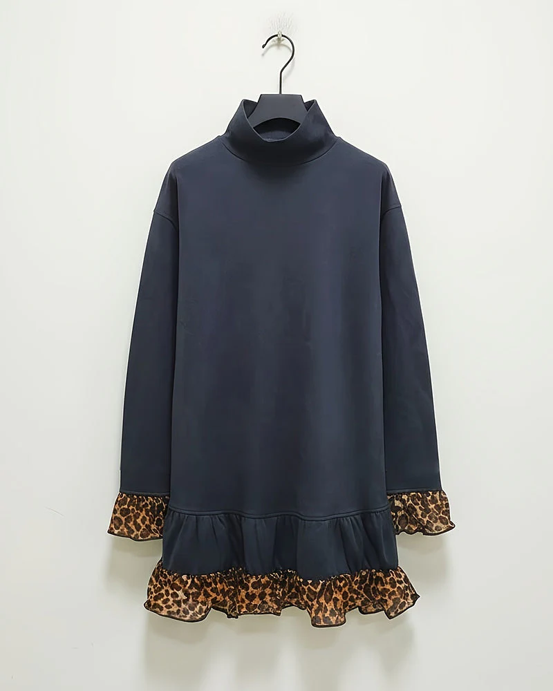 Wiktoria | Damska sukienka mini w stylu vintage z zamszowym patchworkiem - Image 6