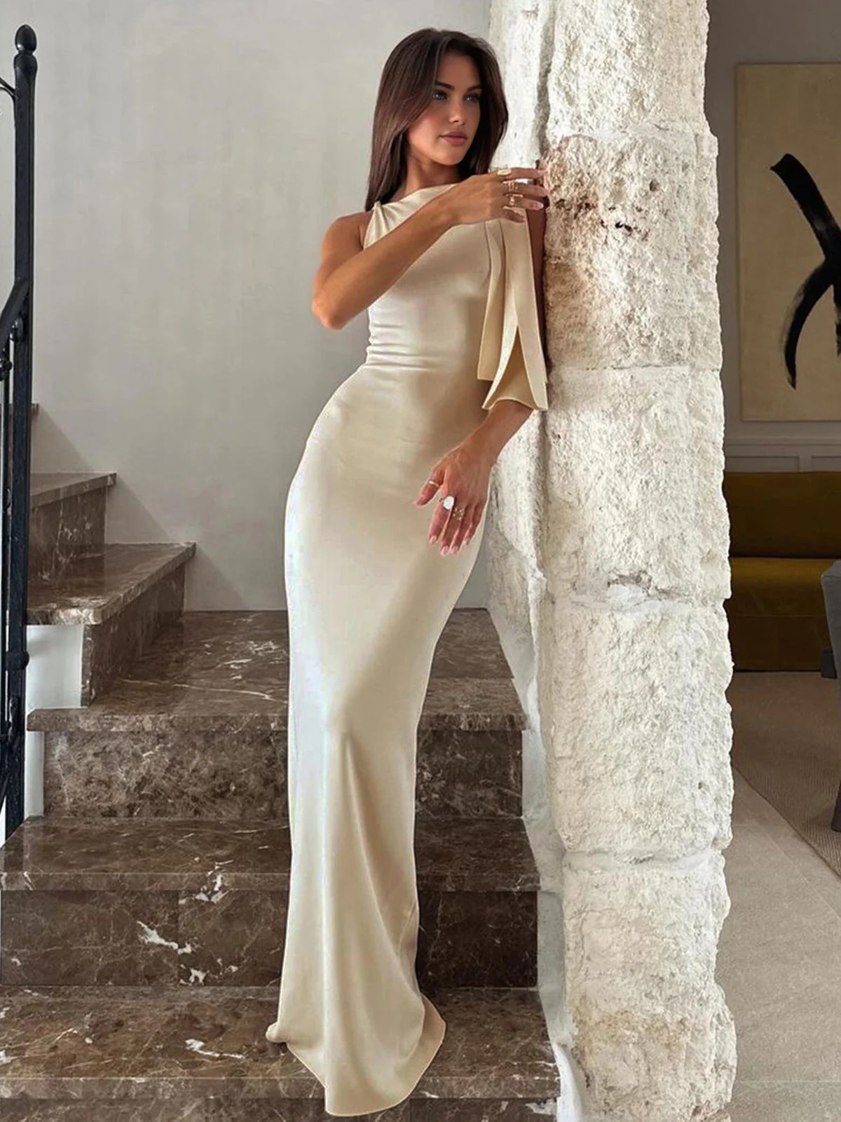Willow | Sukienka wieczorowa z asymetrycznym wiązaniem na ramię, elegancka stylowa - Image 2