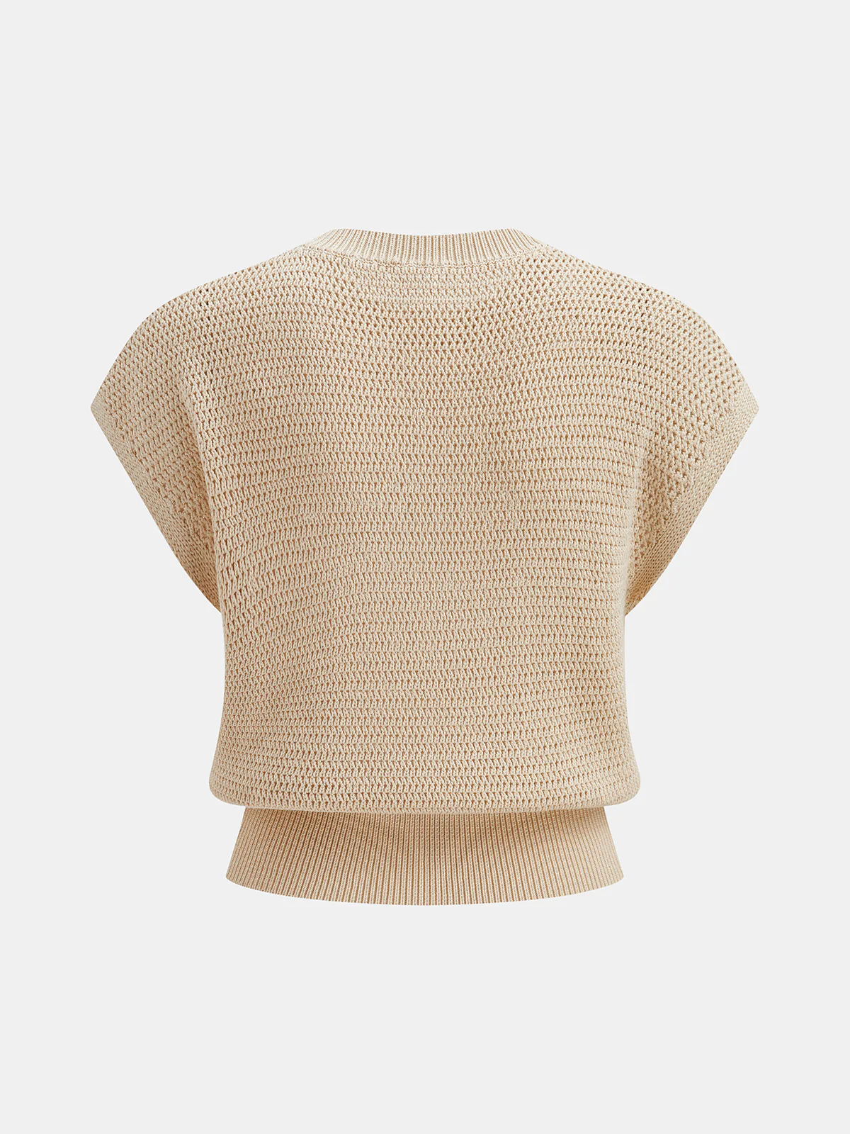 Winnie | Sweter damski z ażurowym splotem i krótkim rękawem typu cap, lekki fason - Image 2