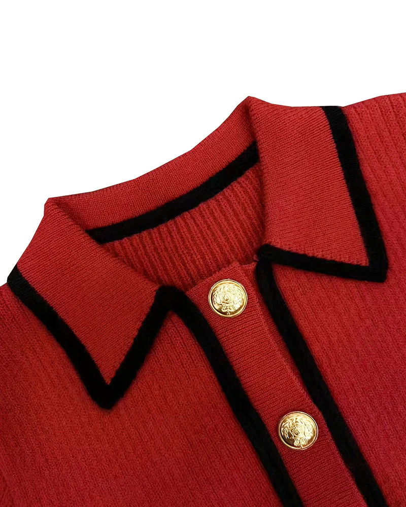 Zelda | Casualowy damski krótki sweter polo w stylu colorblock, nowoczesny i swobodny fason - Image 10
