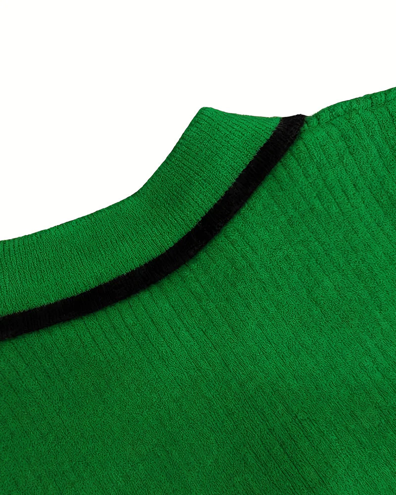 Zelda | Casualowy damski krótki sweter polo w stylu colorblock, nowoczesny i swobodny fason - Image 13