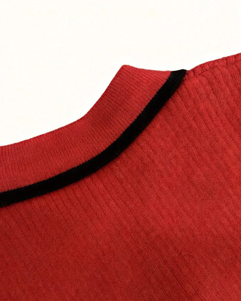Zelda | Casualowy damski krótki sweter polo w stylu colorblock, nowoczesny i swobodny fason - Image 15