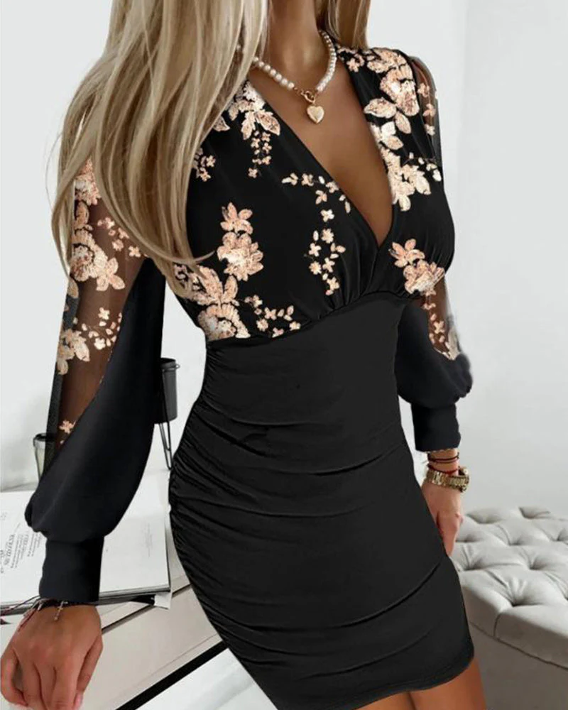 Zoe | Zachwycająca damska sukienka mini bodycon z haftem - Image 2