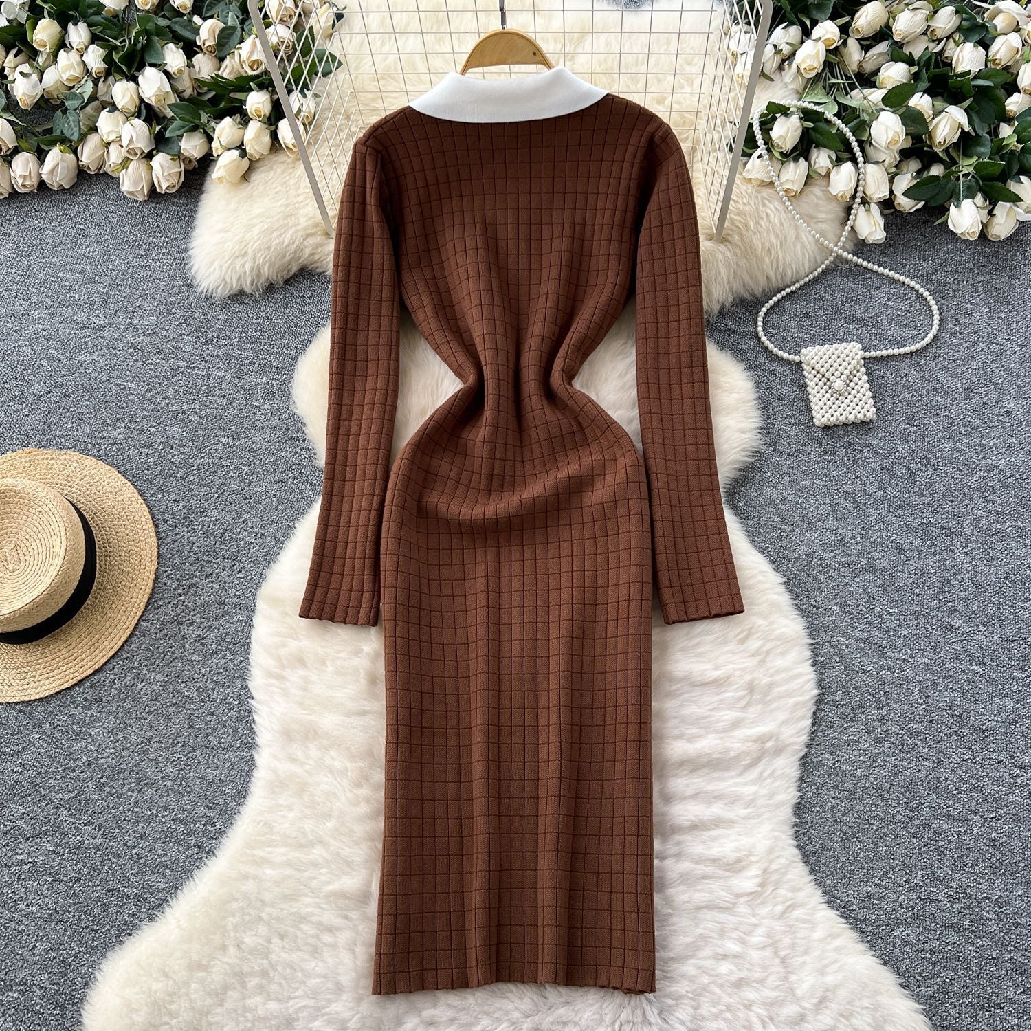 Zuzanna | Sukienka damska marynarkowa midi w stylu colorblock, elegancka - Image 3